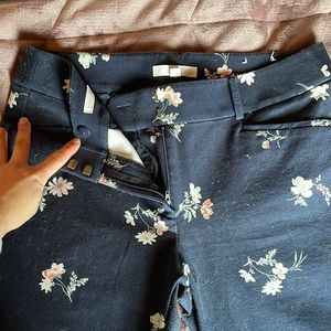 Navy Blue Floral Dress Pants